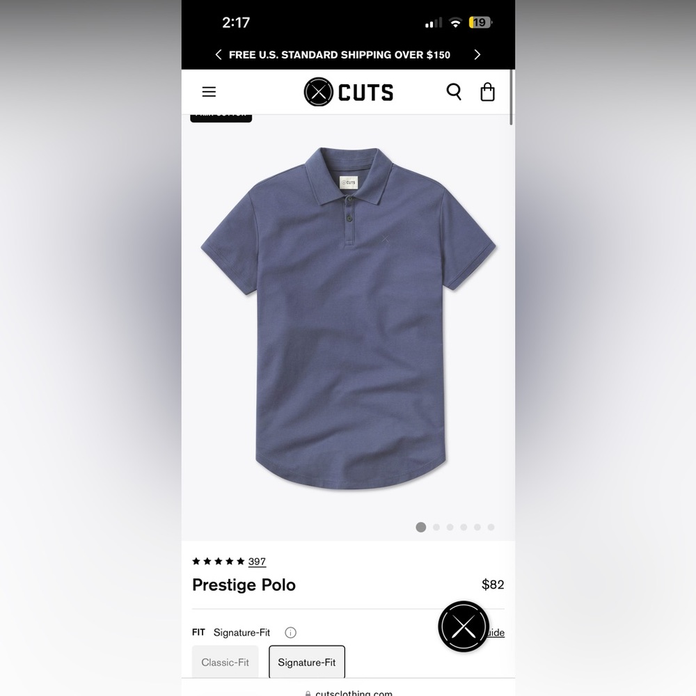 CUTS curve hem polo